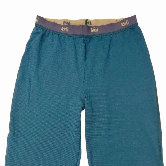 Rei-coop Baselayer Pants Kids 14-16 Green Stripes Comfort Stretch Soft Outdoor - Picture 2 of 10